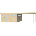 Abri Kasuko XXL 18,67m² + extension en bois massif 28mm + porte et 2 fenêtres – Gardenas