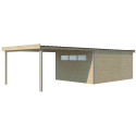 Abri Kasuko XXL 18,67m² + extension en bois massif 28mm + porte et 2 fenêtres – Gardenas