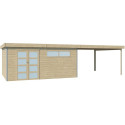 Abri Kasuko XXL 18,67m² + extension en bois massif 28mm + porte et 2 fenêtres – Gardenas