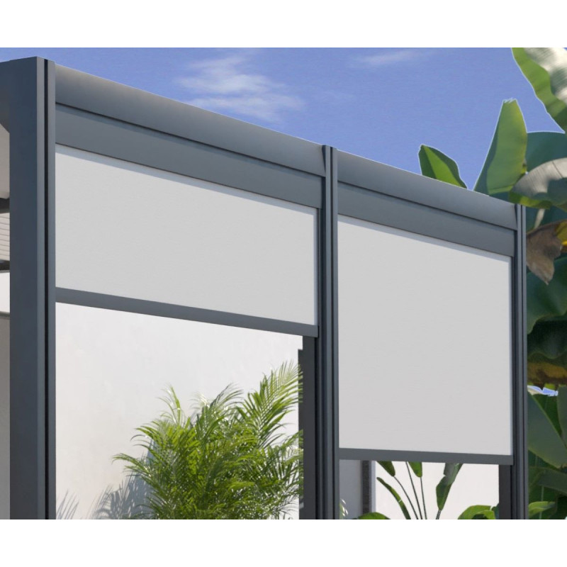 Store brise-soleil frontal 3m gris perle pour pergolas Miami, Denver, Memphis, Seattle, Canberra, Barbade - Couleurs du Monde