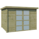 Chalet moderne Umea 8,5m² en bois traité 19mm avec porte double vitrée - Gardenas