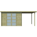 Chalet moderne Umea 8,5m² + extension 200cm en bois traité 19mm avec porte double vitrée - Gardenas