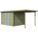 Chalet moderne Umea 8,5m² + extension 200cm en bois traité 19mm avec porte double vitrée - Gardenas