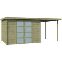 Chalet moderne Umea 8,5m² + extension 200cm en bois traité 19mm avec porte double vitrée - Gardenas