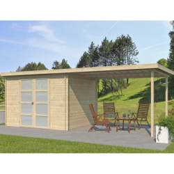 Chalet moderne Umea 8,5m² + extension 300cm en bois massif 19mm avec porte double vitrée - Gardenas