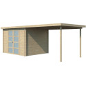 Chalet moderne Umea 8,5m² + extension 300cm en bois massif 19mm avec porte double vitrée - Gardenas