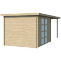Chalet moderne Umea 8,5m² + extension 300cm en bois massif 19mm avec porte double vitrée - Gardenas