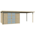 Chalet moderne Umea 8,5m² + extension 300cm en bois massif 19mm avec porte double vitrée - Gardenas