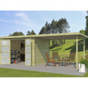 Chalet moderne Umea 8,5m² + extension 300cm en bois traité 19mm avec porte double vitrée - Gardenas