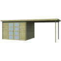 Chalet moderne Umea 8,5m² + extension 300cm en bois traité 19mm avec porte double vitrée - Gardenas