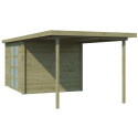 Chalet moderne Umea 8,5m² + extension 300cm en bois traité 19mm avec porte double vitrée - Gardenas