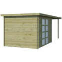 Chalet moderne Umea 8,5m² + extension 300cm en bois traité 19mm avec porte double vitrée - Gardenas