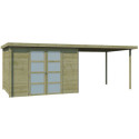 Chalet moderne Umea 8,5m² + extension 300cm en bois traité 19mm avec porte double vitrée - Gardenas