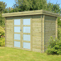 Chalet moderne Oregon 6,86m² en bois traité 28mm avec porte double vitrée - Gardenas