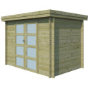 Chalet moderne Oregon 6,86m² en bois traité 28mm avec porte double vitrée - Gardenas