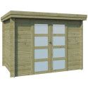 Chalet moderne Oregon 6,86m² en bois traité 28mm avec porte double vitrée - Gardenas