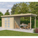 Chalet moderne Oregon 6,86m² + extension 300cm en bois massif 28mm avec porte double vitrée - Gardenas