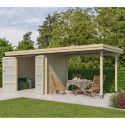 Chalet moderne Oregon 6,86m² + extension 300cm en bois massif 28mm avec porte double vitrée - Gardenas