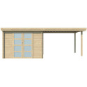 Chalet moderne Oregon 6,86m² + extension 300cm en bois massif 28mm avec porte double vitrée - Gardenas