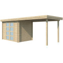 Chalet moderne Oregon 6,86m² + extension 300cm en bois massif 28mm avec porte double vitrée - Gardenas