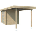 Chalet moderne Oregon 6,86m² + extension 300cm en bois massif 28mm avec porte double vitrée - Gardenas