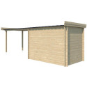 Chalet moderne Oregon 6,86m² + extension 300cm en bois massif 28mm avec porte double vitrée - Gardenas