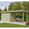 Chalet moderne Oregon 6,86m² + extension 300cm en bois traité 28mm avec porte double vitrée - Gardenas