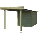 Chalet moderne Oregon 6,86m² + extension 300cm en bois traité 28mm avec porte double vitrée - Gardenas