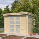 Chalet moderne Oregon 9,6m² en bois massif 28mm avec porte double vitrée - Gardenas