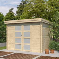 Chalet moderne Oregon 9,6m² en bois massif 28mm avec porte double vitrée - Gardenas