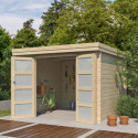 Chalet moderne Oregon 9,6m² en bois massif 28mm avec porte double vitrée - Gardenas