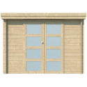 Chalet moderne Oregon 9,6m² en bois massif 28mm avec porte double vitrée - Gardenas