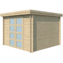 Chalet moderne Oregon 9,6m² en bois massif 28mm avec porte double vitrée - Gardenas