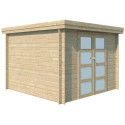 Chalet moderne Oregon 9,6m² en bois massif 28mm avec porte double vitrée - Gardenas
