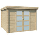 Chalet moderne Oregon 9,6m² en bois massif 28mm avec porte double vitrée - Gardenas