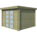 Chalet moderne Oregon 9,6m² en bois traité 28mm avec porte double vitrée - Gardenas