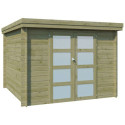 Chalet moderne Oregon 9,6m² en bois traité 28mm avec porte double vitrée - Gardenas