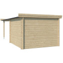 Chalet moderne Oregon 9,6m² + extension 300cm en bois massif 28mm avec porte double vitrée - Gardenas