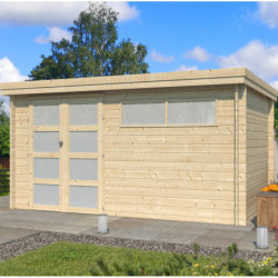 Chalet moderne Oregon 13,51m² en bois massif 28mm avec porte double vitrée+fenêtre - Gardenas