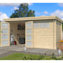 Chalet moderne Oregon 13,51m² en bois massif 28mm avec porte double vitrée+fenêtre - Gardenas