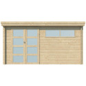 Chalet moderne Oregon 13,51m² en bois massif 28mm avec porte double vitrée+fenêtre - Gardenas