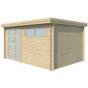 Chalet moderne Oregon 13,51m² en bois massif 28mm avec porte double vitrée+fenêtre - Gardenas