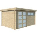 Chalet moderne Oregon 13,51m² en bois massif 28mm avec porte double vitrée+fenêtre - Gardenas
