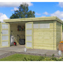 Chalet moderne Oregon 13,51m² en bois traité 28mm avec porte double vitrée+fenêtre - Gardenas