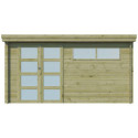 Chalet moderne Oregon 13,51m² en bois traité 28mm avec porte double vitrée+fenêtre - Gardenas