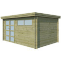 Chalet moderne Oregon 13,51m² en bois traité 28mm avec porte double vitrée+fenêtre - Gardenas