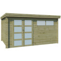 Chalet moderne Oregon 13,51m² en bois traité 28mm avec porte double vitrée+fenêtre - Gardenas