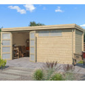 Chalet moderne Oregon 16,4m² en bois massif 28mm avec porte double vitrée+fenêtre - Gardenas