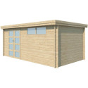 Chalet moderne Oregon 16,4m² en bois massif 28mm avec porte double vitrée+fenêtre - Gardenas