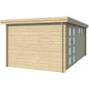 Chalet moderne Oregon 16,4m² en bois massif 28mm avec porte double vitrée+fenêtre - Gardenas